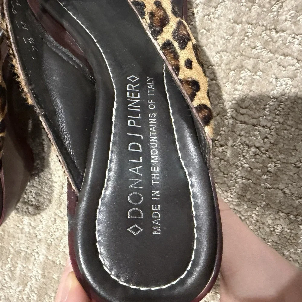 Donald J. Pliner Cortina Leopard Haircalf Wedge Sandals Italy 7.5